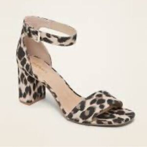 NEW Old Navy Leopard-Print Canvas Block-Heel Sandals